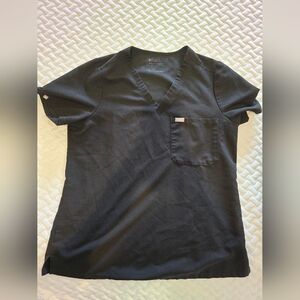 Womens Figs Black Catarina One-Pocket Scrub Top Size: L